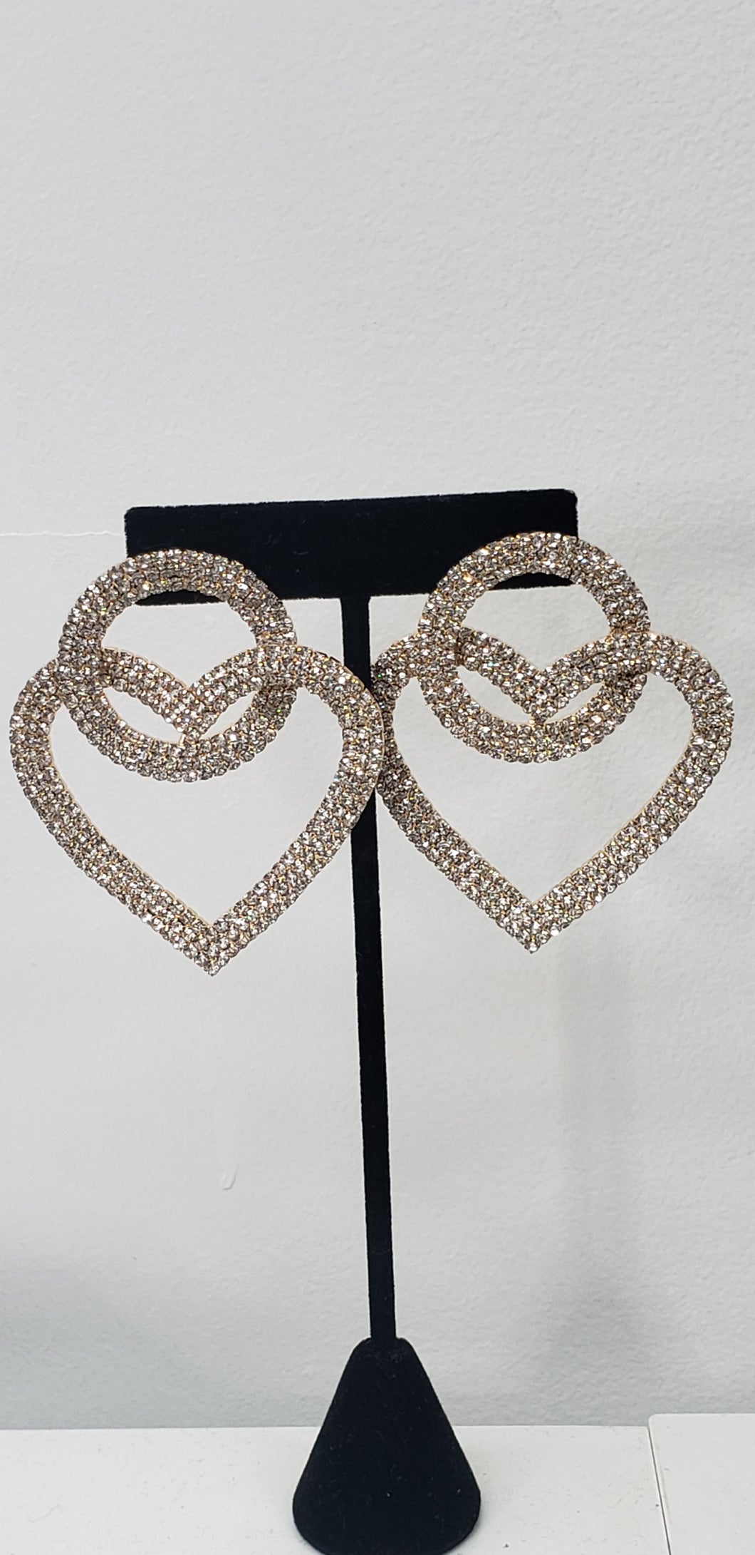 Rhinestone Heart in One  earrings