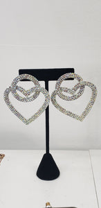 Rhinestone Heart in One  earrings
