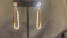 Load and play video in Gallery viewer, Rhinestone &amp; Pearl Safety Pin Drop Earrings
