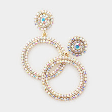 Load image into Gallery viewer, Rhinestone Pave Open Circle Earrings
