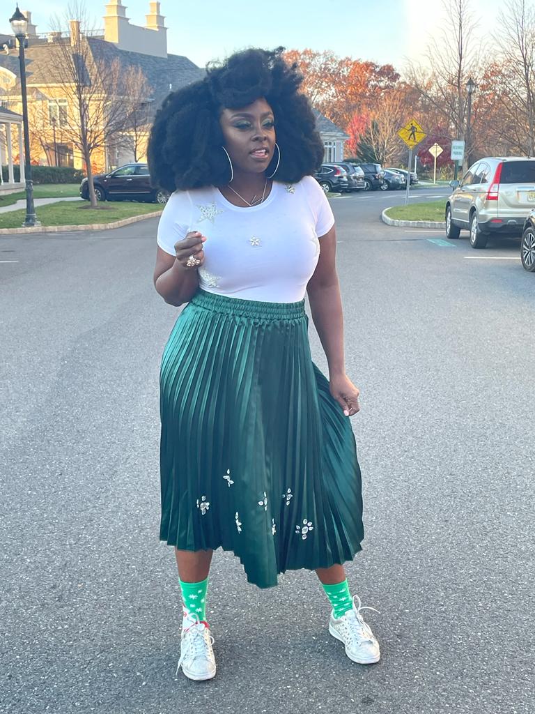 Green without Envy pleated skirt