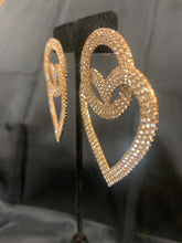 Load image into Gallery viewer, Full Rhinestone Hollow Heart Earrings
