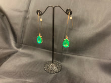 Load image into Gallery viewer, Gold &amp; Green Gem Drop Earrings

