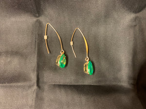Gold & Green Gem Drop Earrings